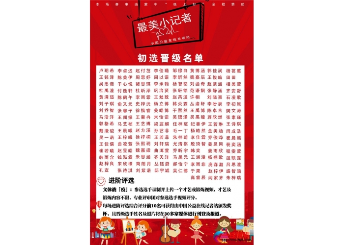 “最美小记者”初选晋级选手风采展示