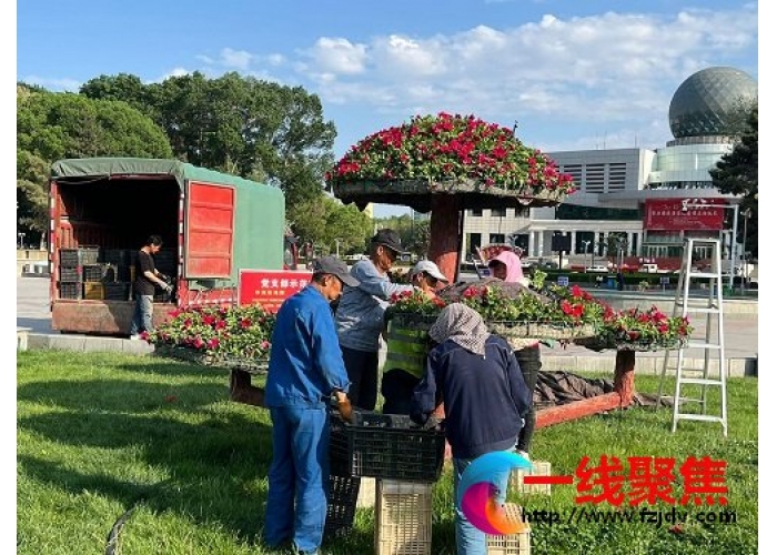 花团锦簇花树芬芳   广场变身漂亮公园