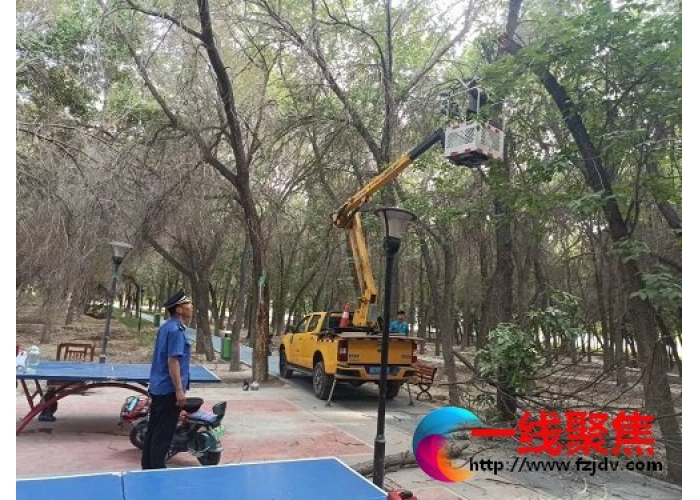 修剪枯枝排隐患  维护市民群众健身活动环境